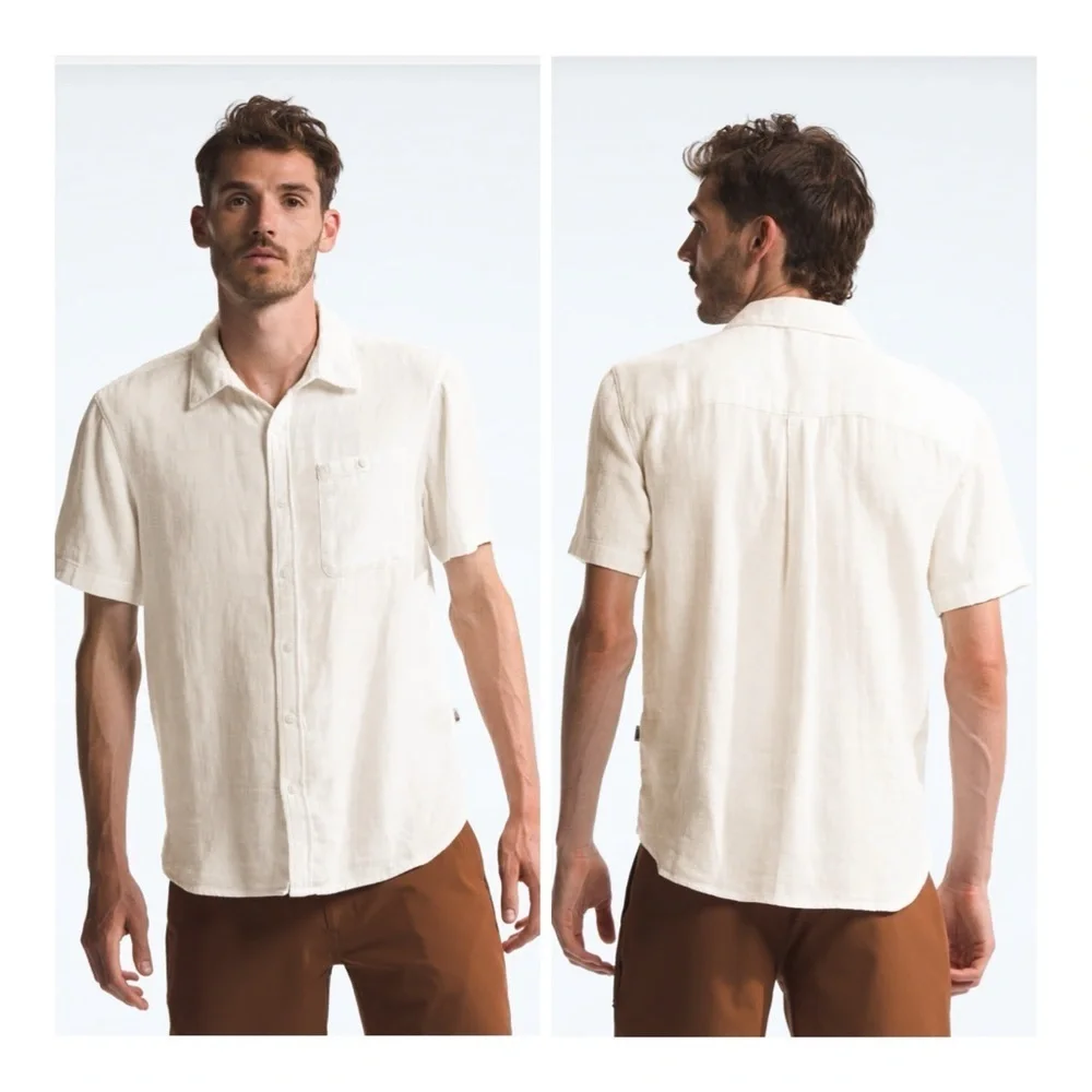 The North Face Men's Loghill Jacquard Gardenia White Hemp Cotton Blend Shirt XXL